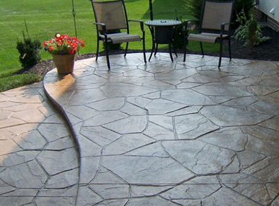 Concrete backyard patio, stamped and sealed.