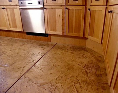 Stamped concrete interior kitchen floor in Elkhart, IN