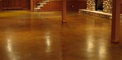 Interior basement floor acid washed and polished.